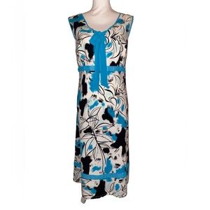 CATO Sleeveless Summer Dress White, Black & Turquoise in SZ 18W
